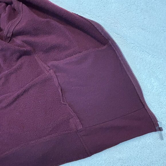 Hooded Zip-Up Sweater with High Low Hem - Burgundy - Picture 7 of 12